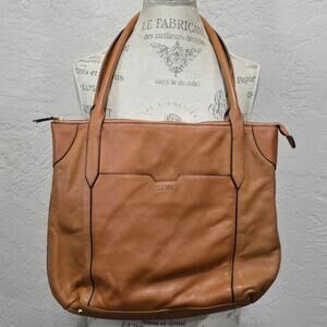 Lodis Large Brown Leather Work Travel Tote Shoulder Bag Luggage Purse